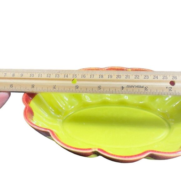 Vintage Allens of California Drip Glaze Green Sunrise Pottery Dish Bowl Planter - Picture 4 of 16